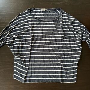 Vince Navy Blue and White Striped Long Sleeve Tee